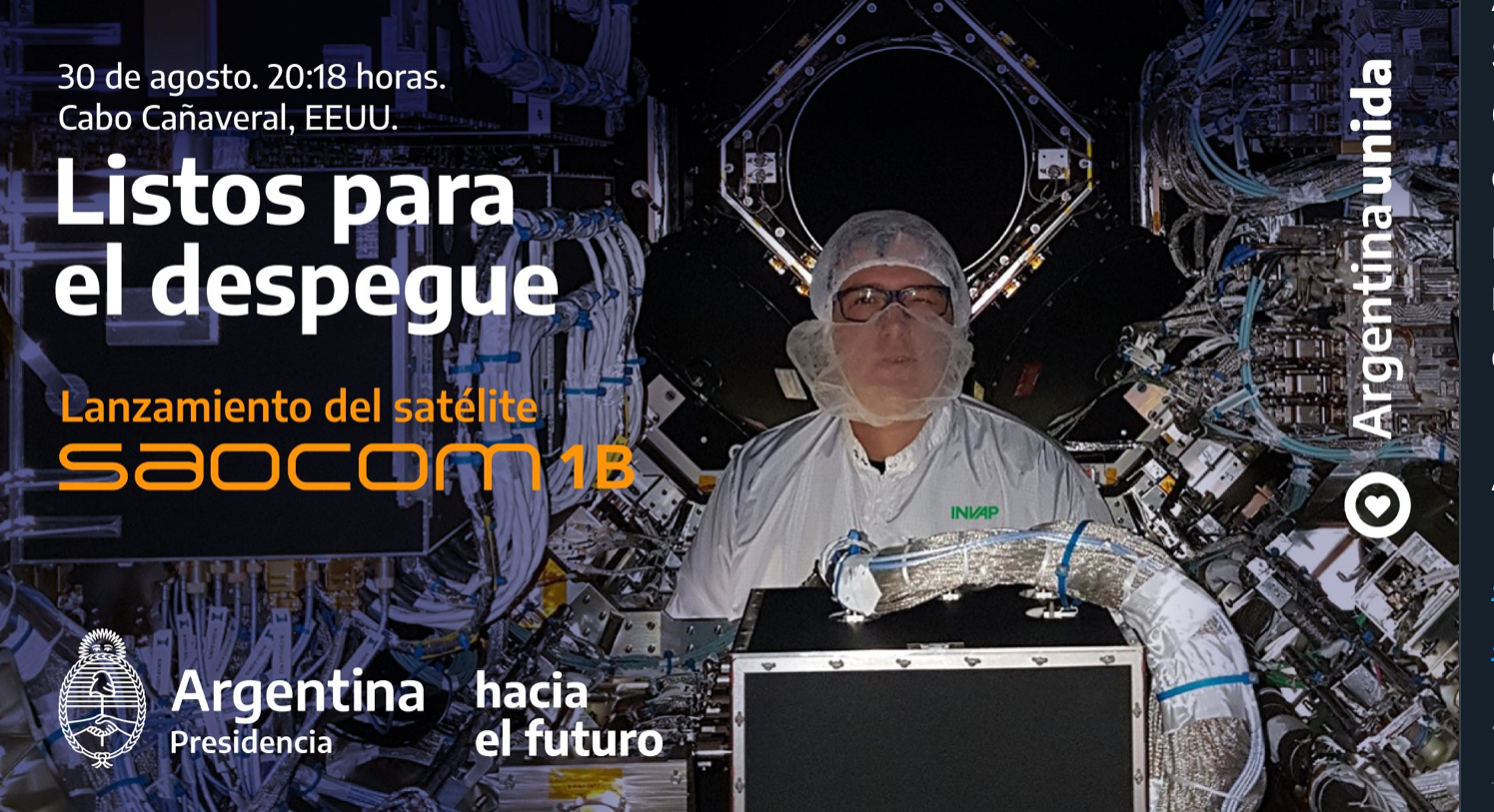 A las 20:18  lanzan el Satélite SAOCOM 1B argentino 
